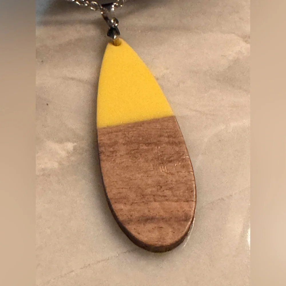 3pc Yellow Brown Pendant Necklace bracelet Earring Set handcrafted